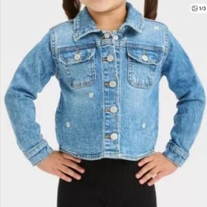 Cat & Jack - NWT - Girls (M-8) Blue Denim Jacket with Floral Accents -Adorable